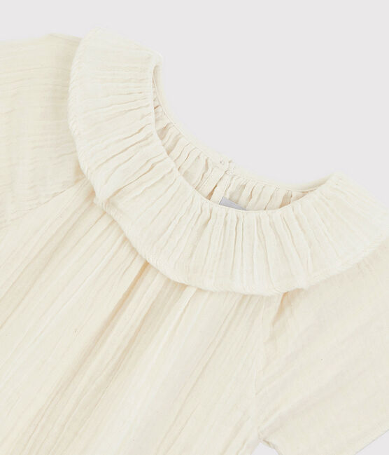 Blusa de gasa de algodón orgánico para niña blanco MARSHMALLOW