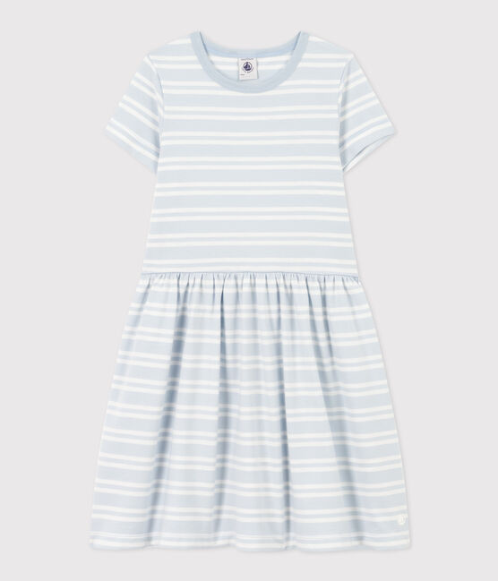 Vestido de manga corta de algodón a rayas para niña GOMME/ MARSHMALLOW