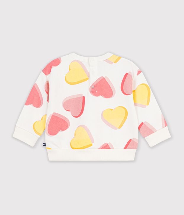 Sudadera de algod&oacute;n con estampado de corazones para beb&eacute; blanco/multicolor
