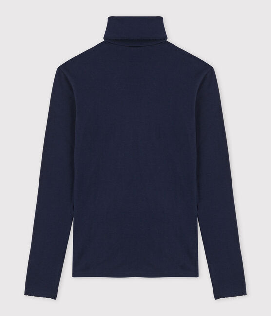 Prenda de cuello de cisne icónica de punto «cocotte» de algodón de mujer azul SMOKING