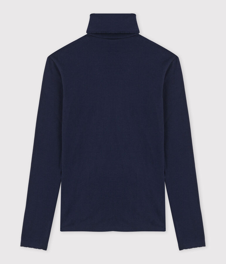 Prenda de cuello de cisne ic&oacute;nica de punto cocotte de algod&oacute;n de mujer azul SMOKING