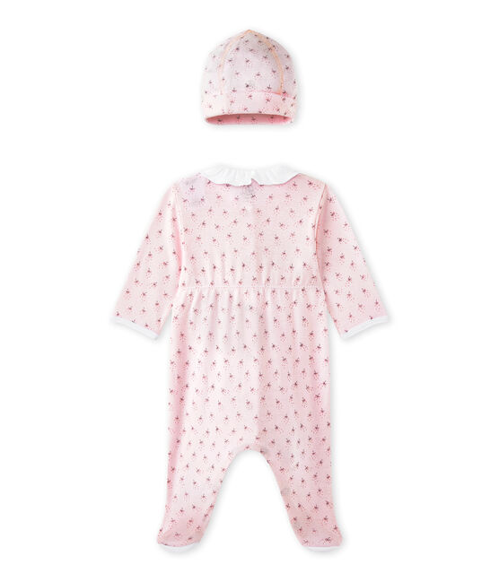 Pijama y gorrito de nacimiento bebé niña rosa VIENNE/blanco MULTICO