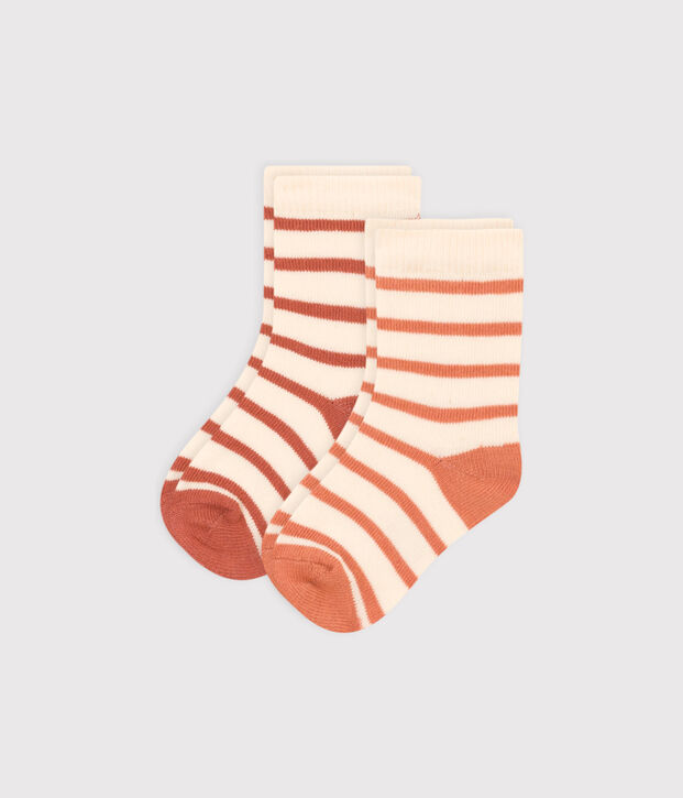 Juego de 2 pares de calcetines a rayas para beb&eacute; multicolor