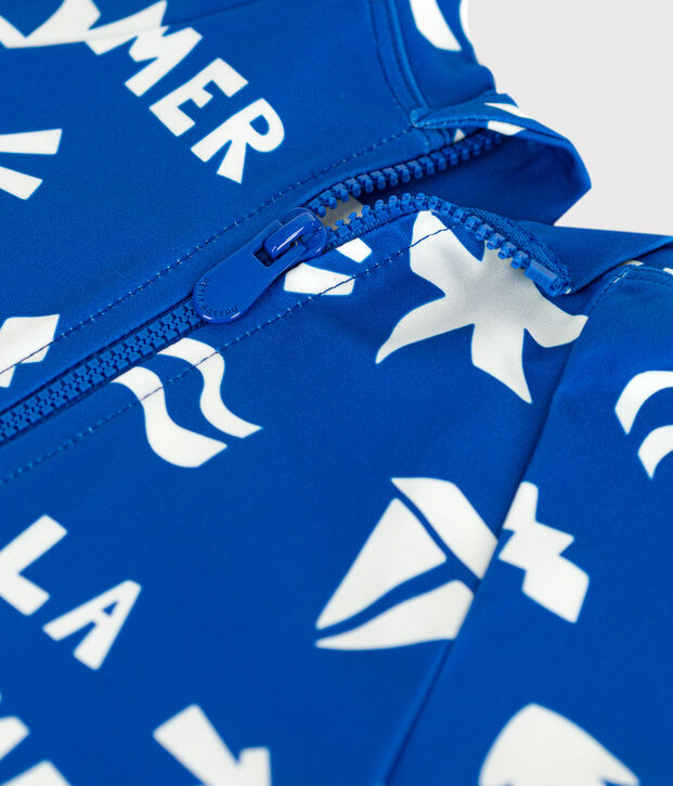 Camiseta con protecci&oacute;n UV y estampado de playa para beb&eacute; azul/blanco