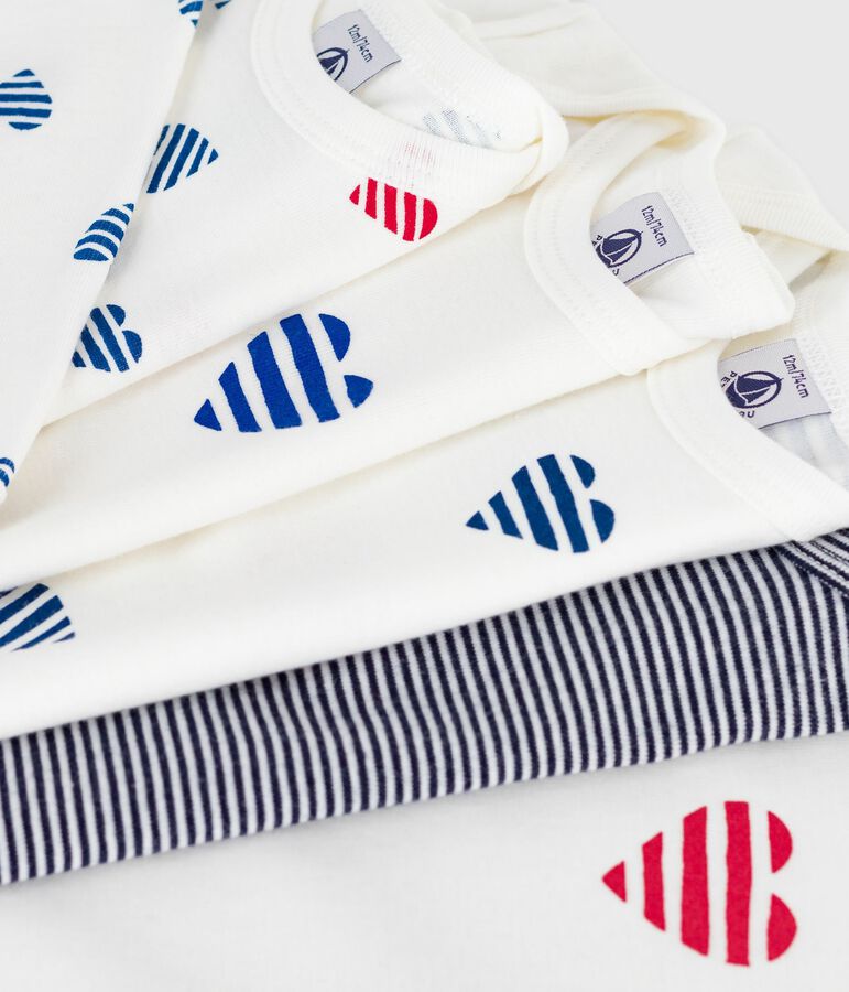 Juego de bodis de algod&oacute;n de manga larga con estampado de corazones para beb&eacute; multicolor