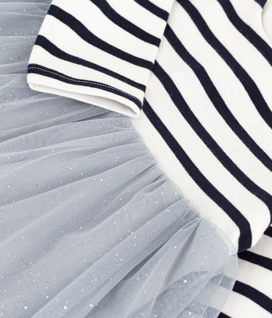 Vestido de dos materiales de manga larga para bebé CO2/ MULTICO