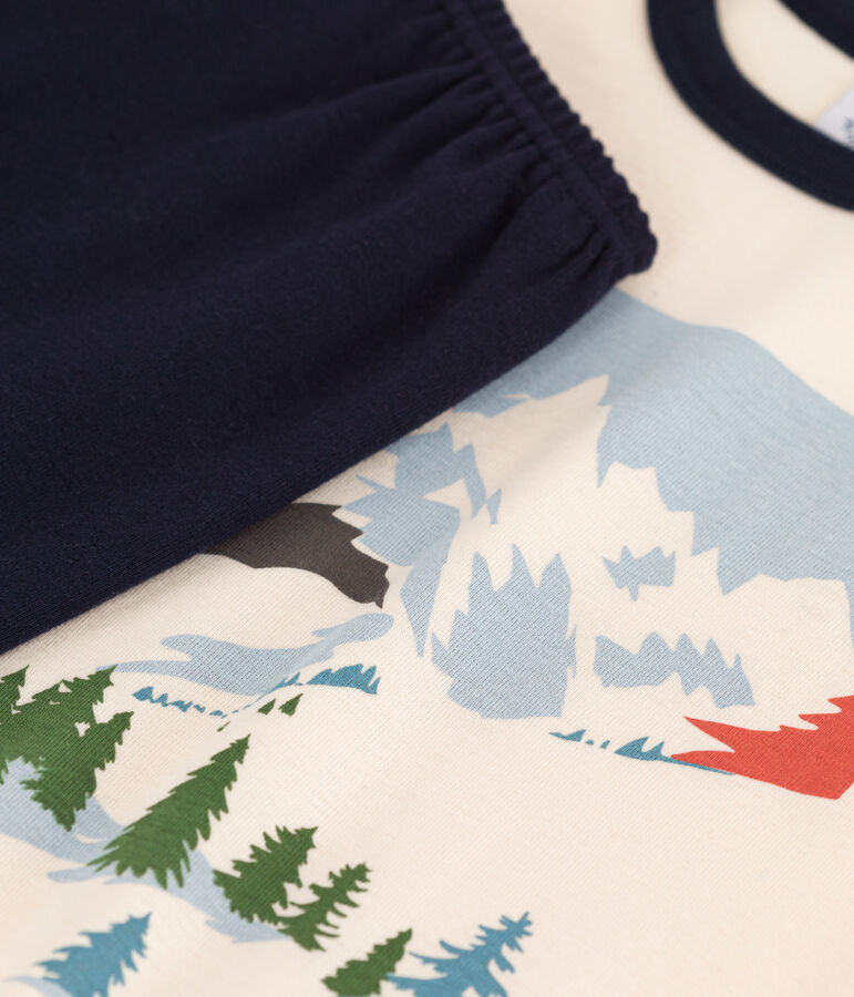 Pijama de algod&oacute;n para ni&ntilde;o/ni&ntilde;a azul SMOKING/blanco MULTICO