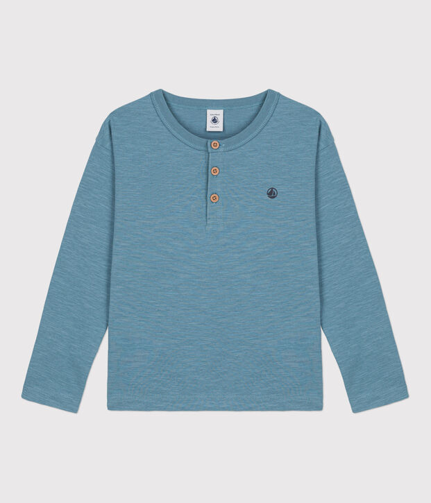 Camiseta de algod&oacute;n de manga larga de ni&ntilde;o azul