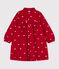 Vestido infantil de terciopelo de manga larga con estampado de lazos rojo/crudo