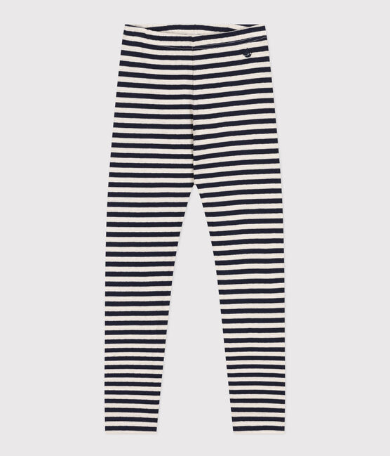 «Leggings» de túbico de niña azul SMOKING/blanco MARSHMALLOW