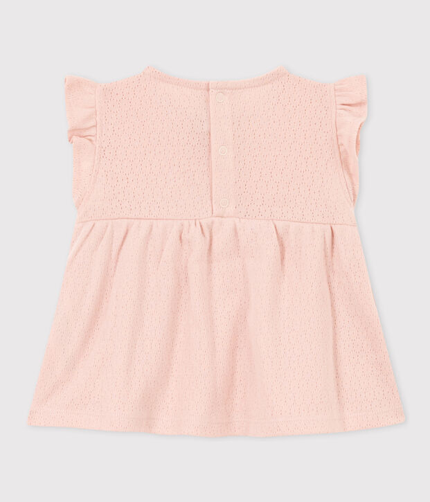 Blusa sin mangas de punto calado para beb&eacute; rosa
