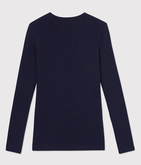 Camiseta L'ICONIQUE con cuello redondo de algodón de mujer azul SMOKING