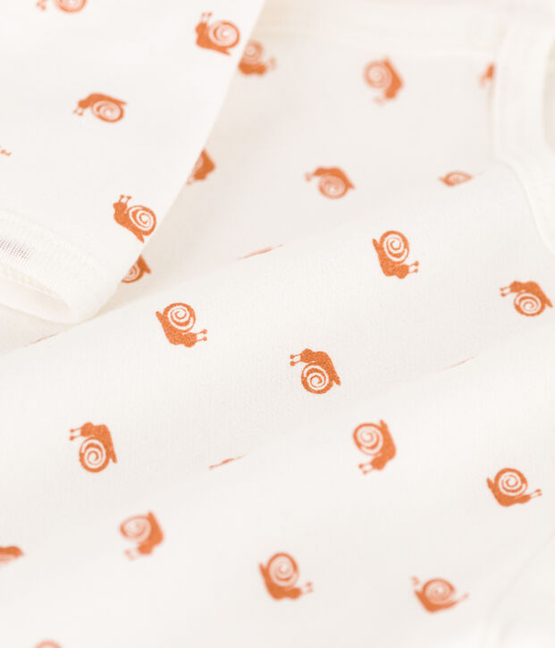 Pelele estampado de felpa para beb&eacute; blanco/marron