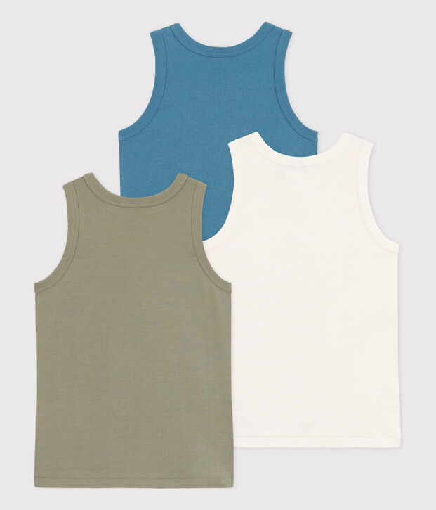 Juego de 3 camisetas de tirantes lisas de algod&oacute;n para ni&ntilde;o multicolor