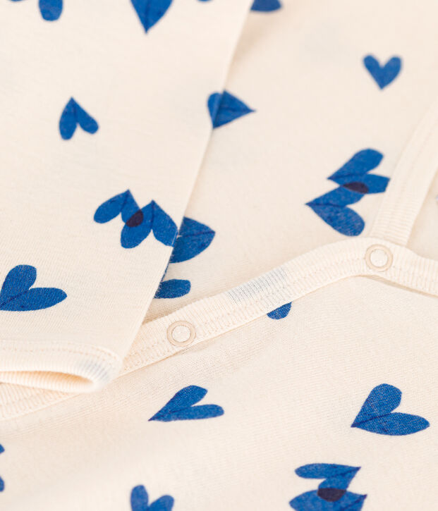 Pijama de algod&oacute;n con coraz&oacute;n azul para beb&eacute; crudo/multicolor