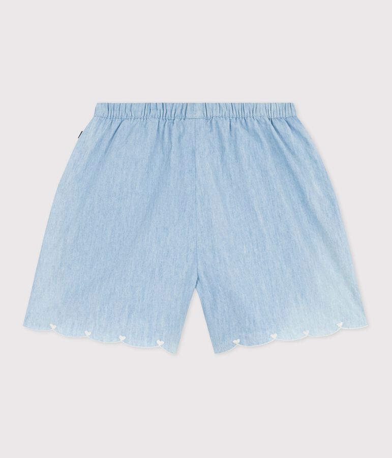 Shorts infantiles de algod&oacute;n liso azul BLEU CLAIR
