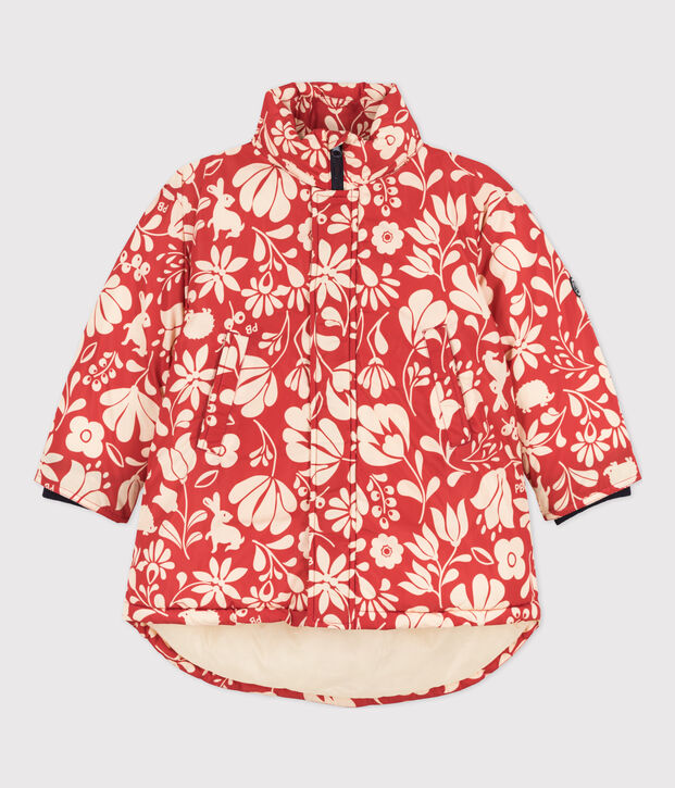 Plum&iacute;fero semilargo estampado de ni&ntilde;a naranja/crudo