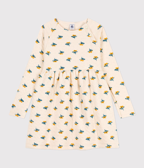 Vestido con estampado de manga larga de túbico de niña blanco AVALANCHE/ MULTICO