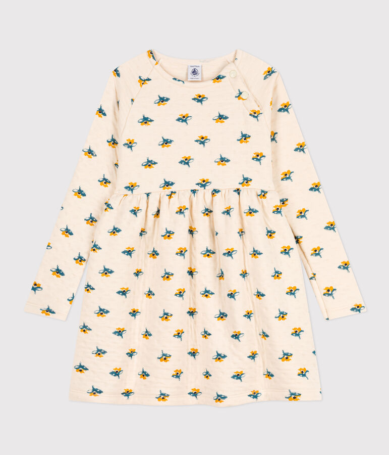 Vestido con estampado de manga larga de t&uacute;bico de ni&ntilde;a crudo/multicolor