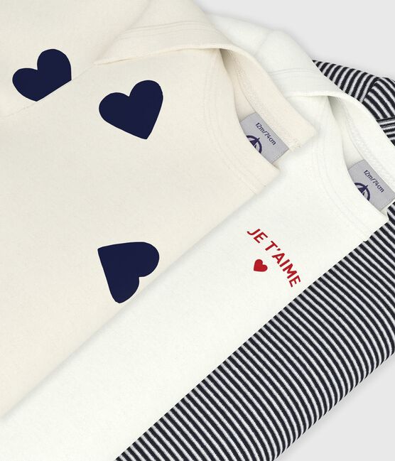 Juego de bodies de algodón de manga corta con estampado de corazón para bebé variante 1