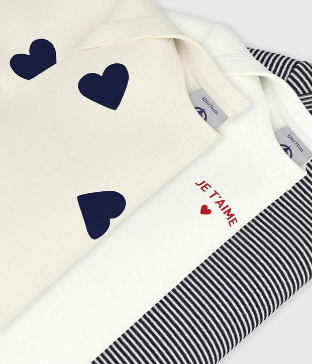 Juego de bodies de algod&oacute;n de manga corta con estampado de coraz&oacute;n para beb&eacute; multicolor