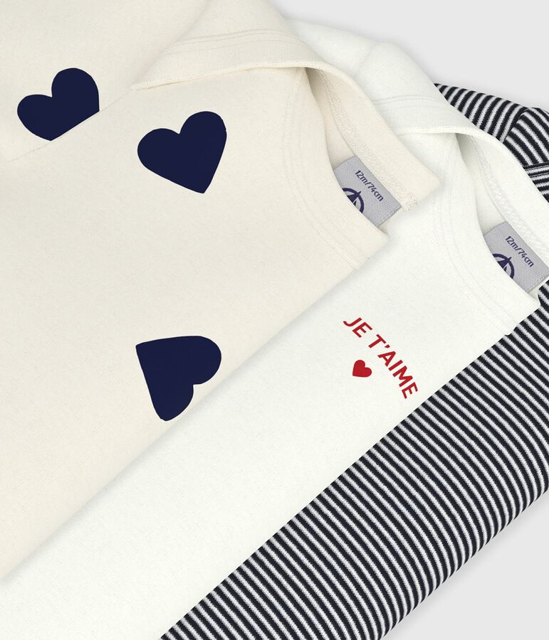 Juego de bodies de algod&oacute;n de manga corta con estampado de coraz&oacute;n para beb&eacute; multicolor