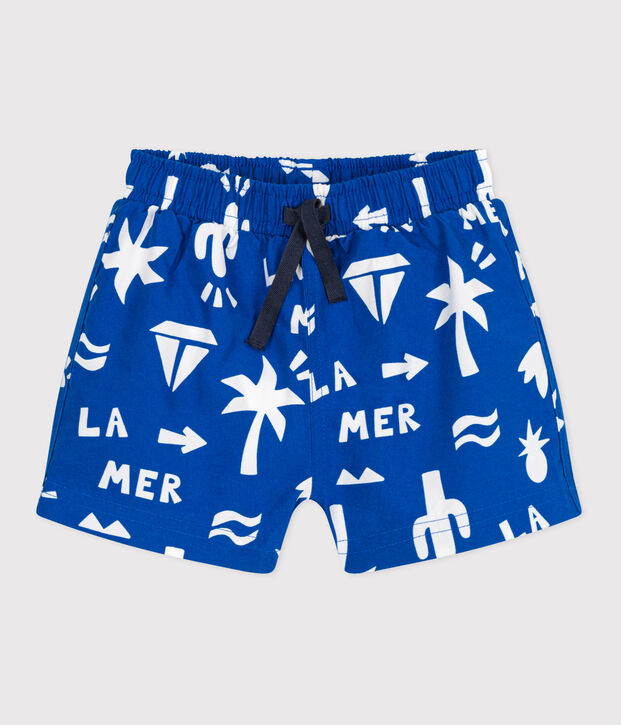 Ba&ntilde;ador con estampado de playa para beb&eacute; azul/blanco