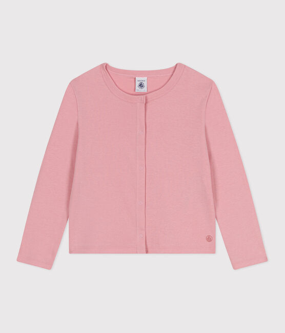 Cárdigan infantil de algodón liso rosa CHARME