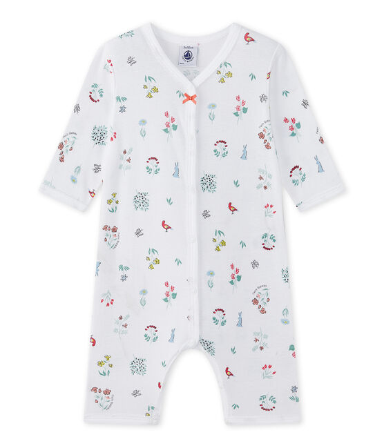 Pijama sin pies estampado para bebé niña blanco ECUME/blanco MULTICO
