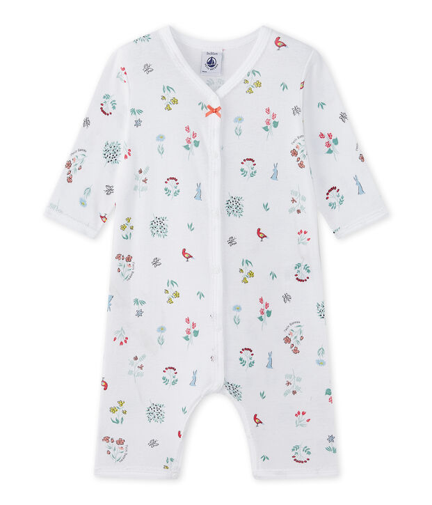 Pijama sin pies estampado para beb&eacute; ni&ntilde;a blanco/multicolor