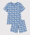 Pijama corto infantil de algodón con estampado de ballena azul BEACH/ MARSHMALLOW