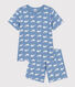 Pijama corto infantil de algodón con estampado de ballena