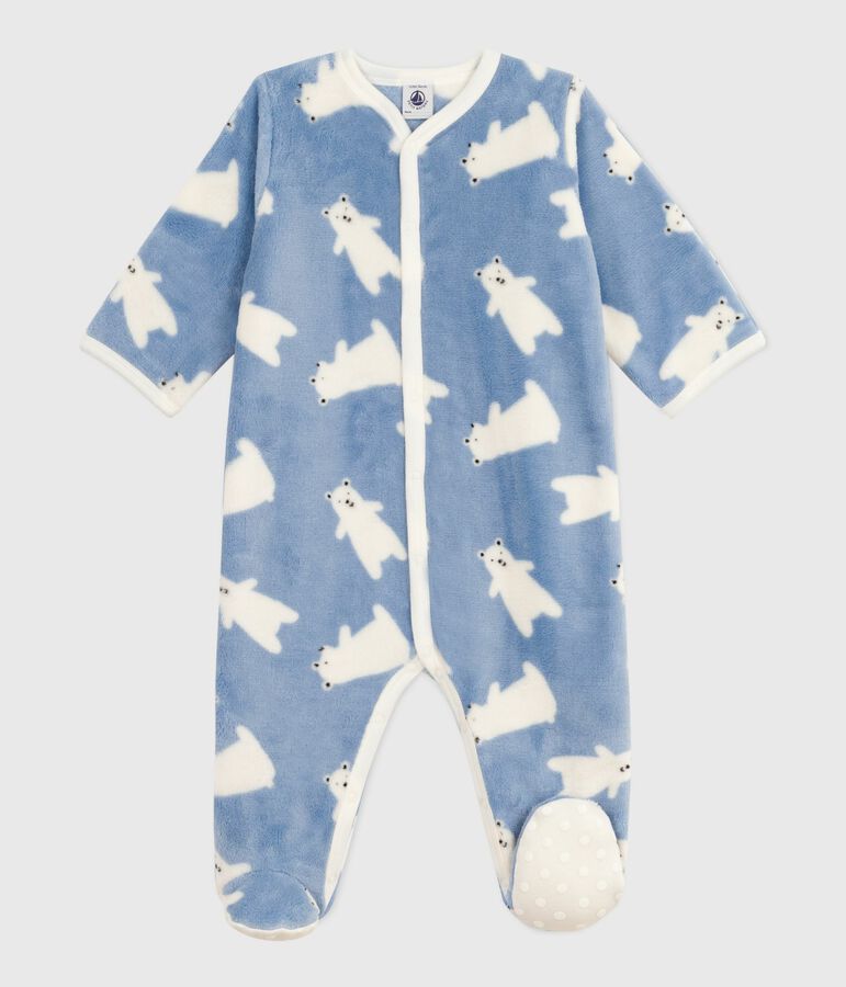 Sobrepijama polar de invierno con estampado de osos para beb&eacute; azul/crudo