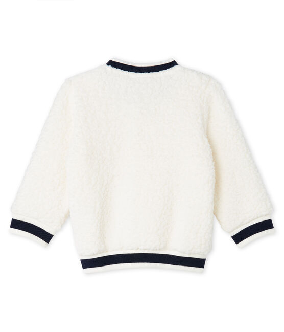 Cárdigan de sherpa de borreguillo para bebé unisex blanco MARSHMALLOW