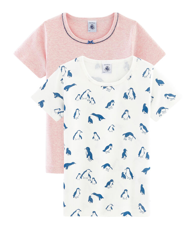 Par de camisetas manga corta para ni&ntilde;a multicolor