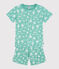 Pijama corto infantil de algodón con estampado verde ALOEVERA/blanco MARSHMALLOW