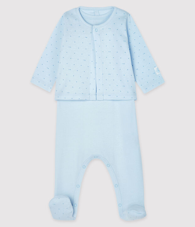 Conjunto para beb&eacute; de dos piezas de punto azul/azul
