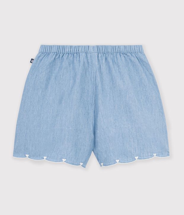 Shorts infantiles de algod&oacute;n liso azul