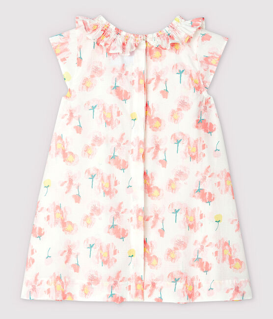 Vestido de manga corta de popelina de bebé niña blanco MARSHMALLOW/blanco MULTICO