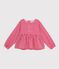Blusa infantil de manga larga de algod&oacute;n a rayas rosa/rosa