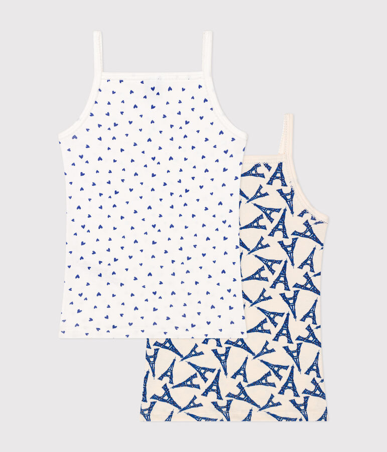 Juego de 2 camisetas infantiles de tirantes finos de algod&oacute;n con motivo de Par&iacute;s multicolor