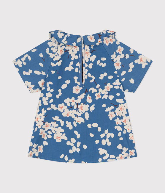 Blusa de manga corta de popelina de bebé azul BEACH/ MULTICO