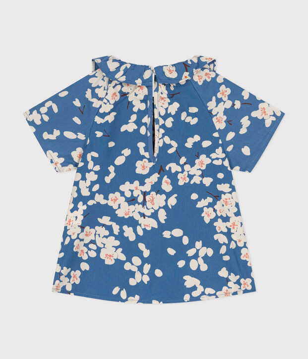 Blusa de manga corta de popelina de beb&eacute; azul/multicolor