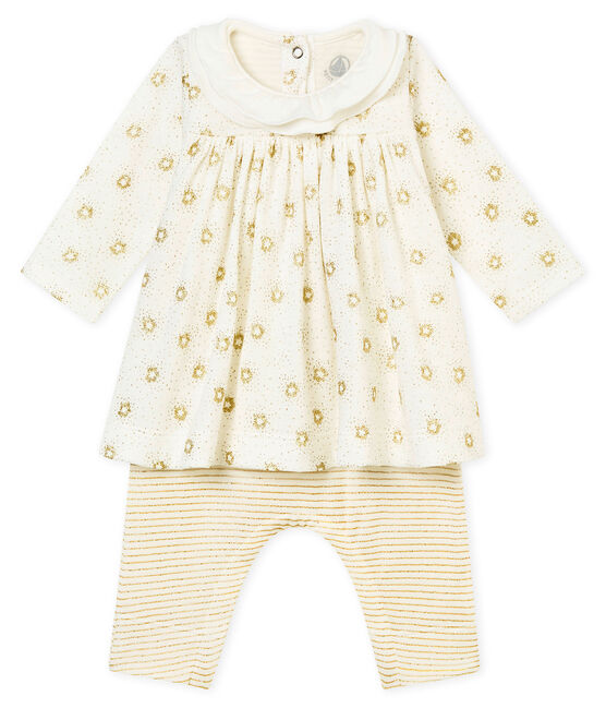 Vestido con legging para bebé niña blanco MARSHMALLOW/amarillo DORE