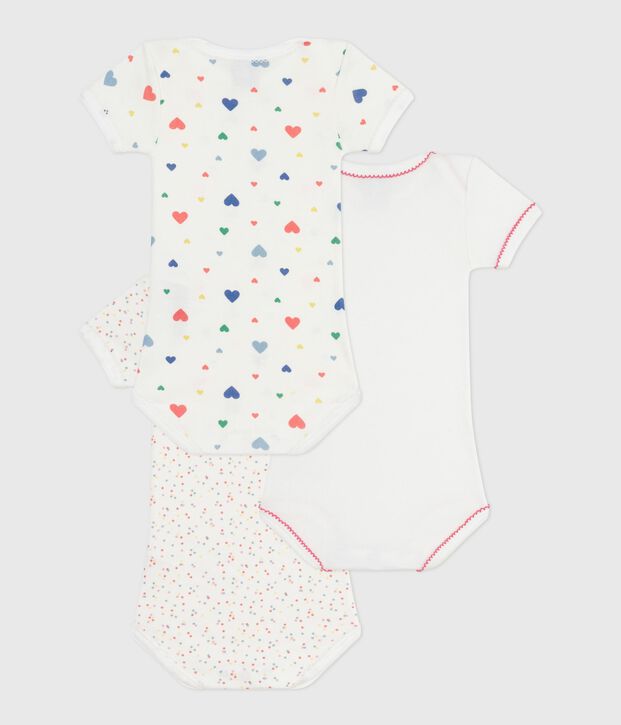 Juego de bodis de algod&oacute;n de manga corta con estampado de corazones para beb&eacute; multicolor