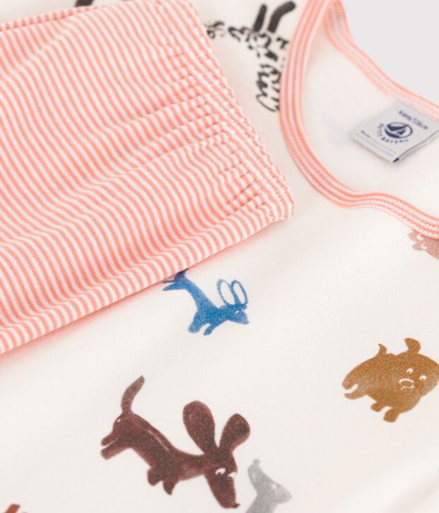 Camis&oacute;n de manga larga de felpa con perro para ni&ntilde;a blanco/multicolor