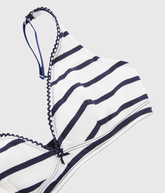 Sujetador de mujer a rayas blanco MARSHMALLOW/azul SMOKING