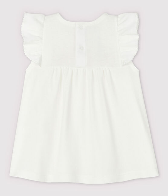 Blusa de manga corta de algodón de bebé niña blanco MARSHMALLOW