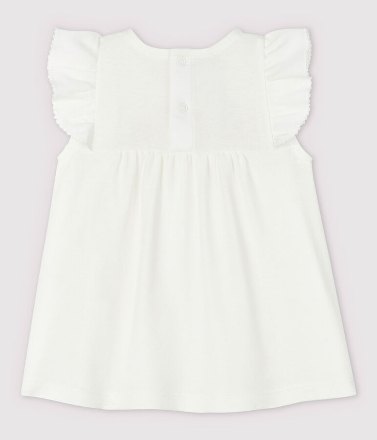 Blusa de manga corta de algod&oacute;n de beb&eacute; ni&ntilde;a blanco