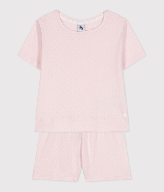 Pijama corto infantil de algodón rosa FLEUR